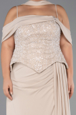 Robe de Soirée Grande Taille Longue Mousseline Beige ABU6274