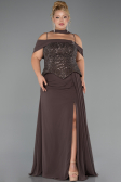 Robe de Soirée Grande Taille Longue Mousseline Brun ABU6274