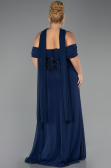 Robe de Soirée Grande Taille Longue Mousseline Bleu Marine ABU6274