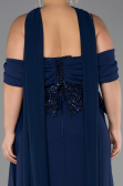 Robe de Soirée Grande Taille Longue Mousseline Bleu Marine ABU6274