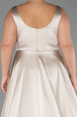 Robe de Soirée Grande Taille Longue Satin Beige ABU6576