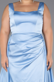 Robe Grande Taille Longue Satin Bleu clair ABU6576