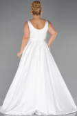 Robe Grande Taille Longue Satin Blanc ABU6576