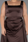Robe Grande Taille Longue Satin Brun ABU6576