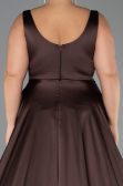 Robe Grande Taille Longue Satin Brun ABU6576