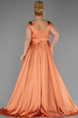 Robe de Soirée Grande Taille Longue Satin Orange ABU6576