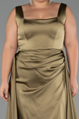 Robe Grande Taille Longue Satin Vert Huile ABU6576