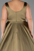 Robe Grande Taille Longue Satin Vert Huile ABU6576