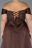Robe De Soirée Grande Taille Longue Perlé Brun foncé ABU6414