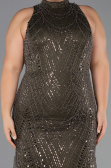 Robe De Soirée Grande Taille Perlé Longue Kaki Foncé ABU5063