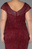 Robe de Soirée Grande Taille Longue Pierreux Rouge Bordeaux ABU5439