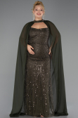 Robe de Soirée Grande Taille Longue Perlé Kaki ABU6545