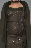 Robe de Soirée Grande Taille Longue Perlé Kaki ABU6545