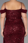 Robe De Soirée Grande Taille Longue Squameuse Rouge Bordeaux ABU6134