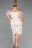 Robe De Invitation Grande Taille Midi Perlé Beige ABK2689