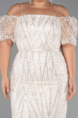 Robe De Invitation Grande Taille Midi Perlé Beige ABK2689