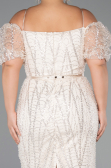 Robe De Invitation Grande Taille Midi Perlé Beige ABK2689