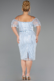 Robe De Invitation Grande Taille Midi Perlé Bleu clair ABK2689