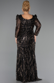 Robe de Soirée Grande Taille Longue Perlé Noir ABU5388