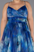 Robe De Graduation Grande Taille Longue Bleu Saxe ABU6586