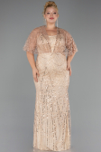 Robe Grande Taille Longue Perlé Or ABU5722