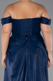 Robe De Soirée Grande Taille Longue Mousseline Bleu Marine ABU6507