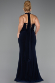 Robe de Soirée Grande Taille Longue Bleu Marine ABU6539