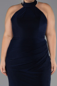 Robe de Soirée Grande Taille Longue Bleu Marine ABU6539