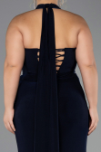 Robe de Soirée Grande Taille Longue Bleu Marine ABU6539