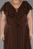 Robe De Soirée Grande Taille Longue Mousseline Brun ABU032