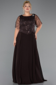 Robe de Soirée Grande Taille Longue Mousseline Brun ABU5554