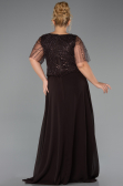 Robe de Soirée Grande Taille Longue Mousseline Brun ABU5554