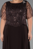 Robe de Soirée Grande Taille Longue Mousseline Brun ABU5554