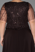 Robe de Soirée Grande Taille Longue Mousseline Brun ABU5554