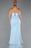 Robe De Soirée Grande Taille Longue Dantelle Bleu clair ABU6280