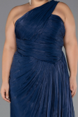 Robe De Soirée Grande Taille Longue Mousseline Bleu Marine ABU6513