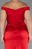 Robe De Soirée Grande Taille Longue Satin Rouge ABU6577