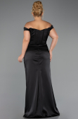 Robe De Soirée Grande Taille Longue Satin Noir ABU6577