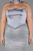 Robe de Soirée Grande Taille Longue Perlé Anthracite ABU6258