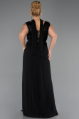 Robe de Soirée Grande Taille Longue Mousseline Noir ABU6557