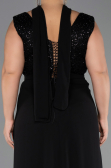 Robe de Soirée Grande Taille Longue Mousseline Noir ABU6557