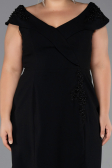 Robe De Invitation Grande Taille Midi Noir ABK2691