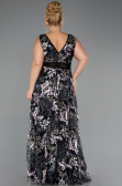 Robe De Soirée Grande Taille Longue Lacé Noir ABU4261