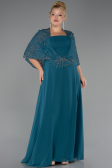 Robe Grande Taille Longue Mousseline Vert Pétrole ABU6529