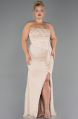 Robe Grande Taille Longue Dantelle Beige ABU6364