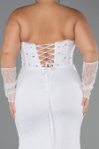 Robe Grande Taille Longue Dantelle Blanc ABU6364
