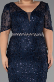 Robe Grande Taille Longue Perlé Bleu Marine ABU6583