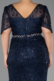 Robe Grande Taille Longue Perlé Bleu Marine ABU6583