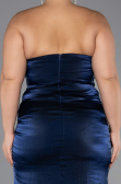 Robe de Soirée Grande Taille Longue Mousseline Bleu Marine ABU6561