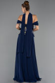 Robe de Soirée Longue Mousseline Bleu Marine ABU6588